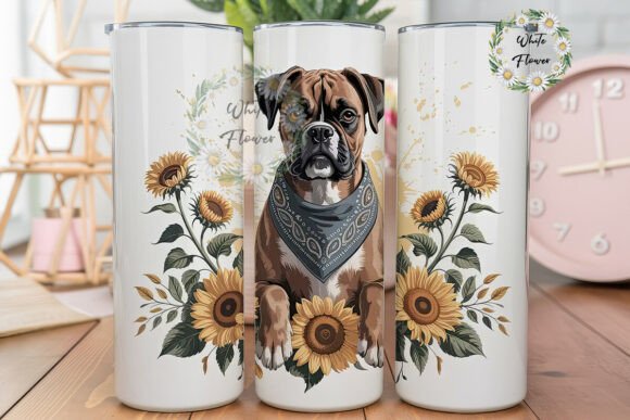 Boxer Dog with Sunflowers Tumbler Wrap Design Review