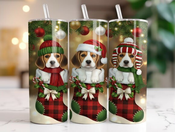 Christmas Puppy Dog Plaid 20oz Tumbler