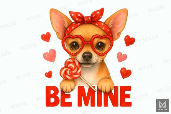 Cute Chihuahua Dog Valentine Sublimation