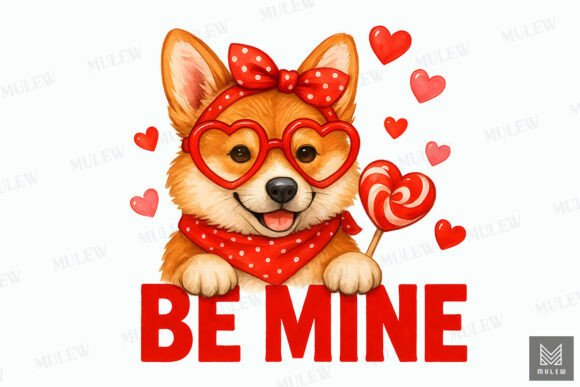 Cute Corgi Dog Valentine Sublimation