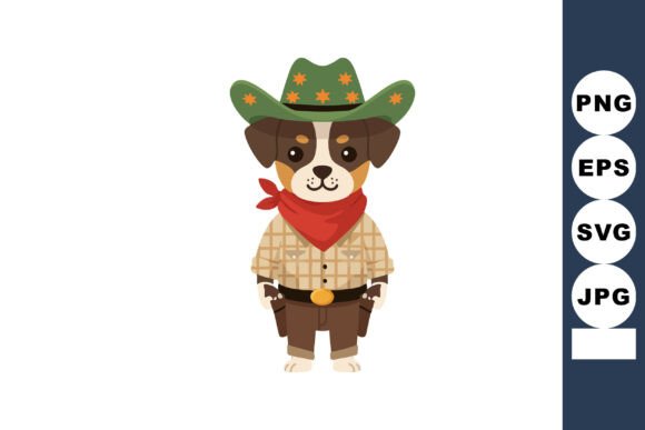 Cute Dog Dressed As Cowboy with Green Ha
