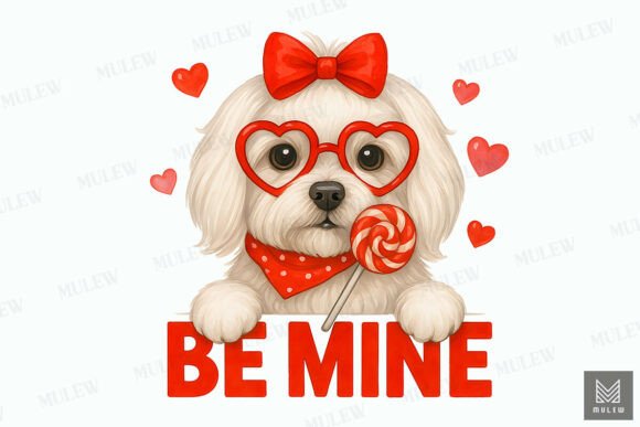 Cute Maltese Dog Valentine Sublimation