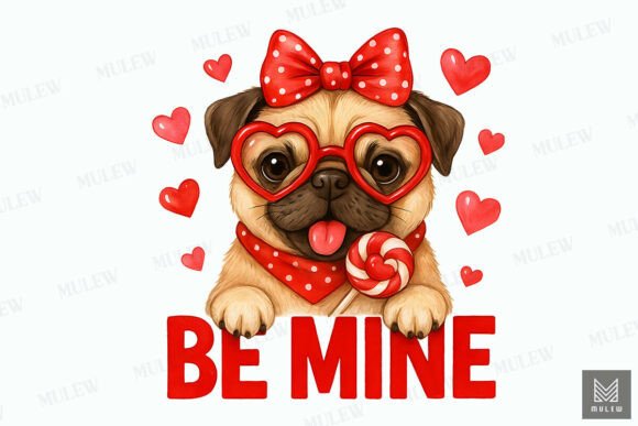Cute Pug Dog Valentine Sublimation