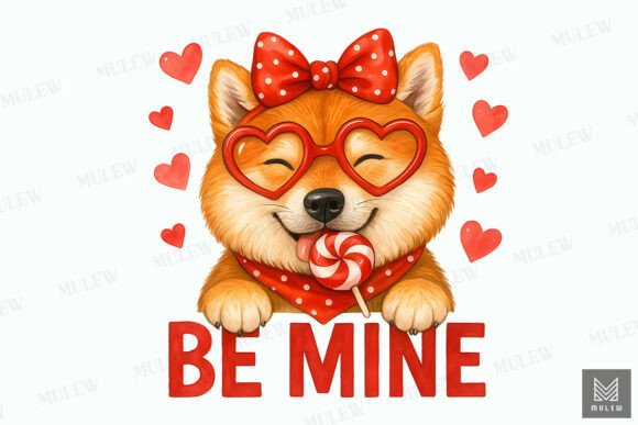 Cute Shiba Inu Dog Valentine Sublimation