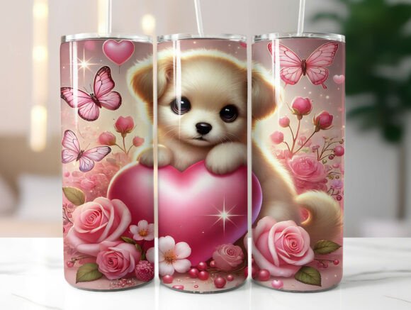 Cute Valentine Dog Tumbler Wrap Design Review