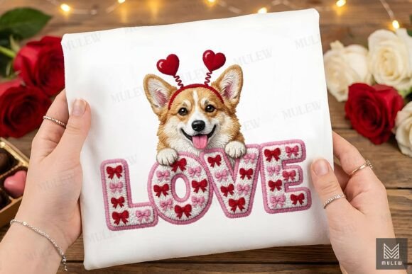 Cute Valentine Faux Yarn Corgi Dog PNG Review