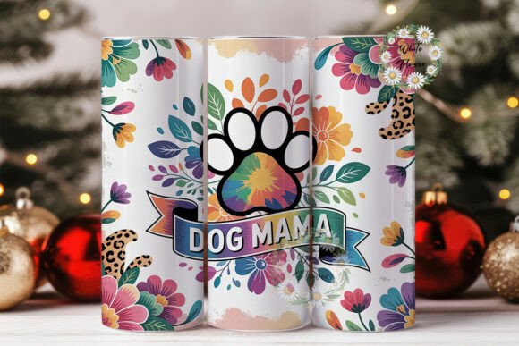 Dog Mama Tie-Dye Paw Tumbler Wrap
