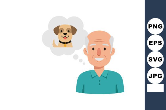Elderly Man Thinking About Dog Pet Love