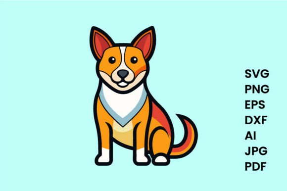 Family Pet Dog or Cat Colorful Illustrat