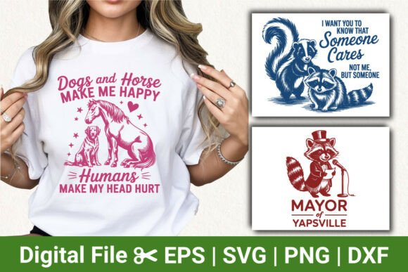 Horse Dog Raccoon Humos Shirt Design SVG Review