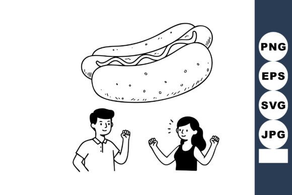 Hot Dog Sandwich with Happy Man and Woman