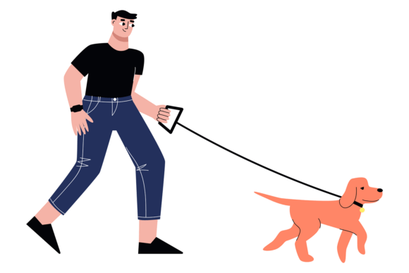 Man Walking with Dog on Leash