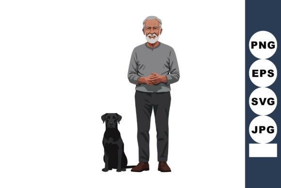 Older Man with Black Dog Embroidery Design Review