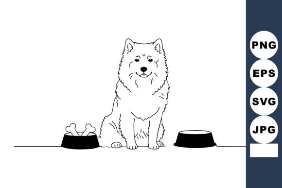 Samoyed Dog Between Bowls Embroidery Design Review