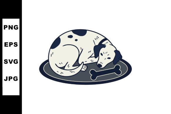 Sleeping Dog Curled on Mat with Bone Sim
