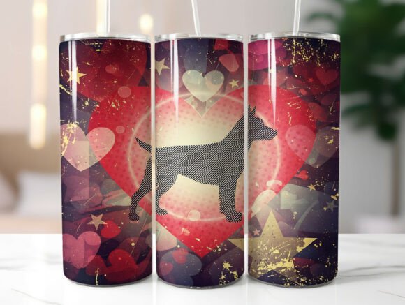 Valentine Dog Heart Tumbler Wrap