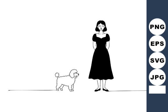 Woman in Black Dress with Poodle Embroidery Design Review