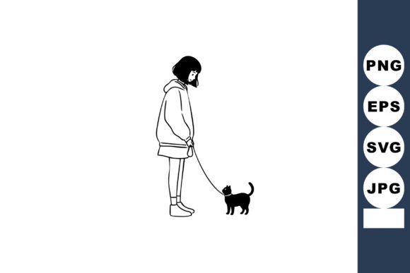 Woman Walking Small Dog on Leash Simple