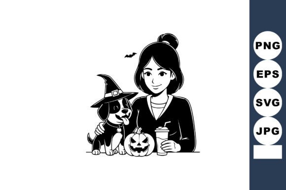 Woman with Dog in Halloween Costume Hold